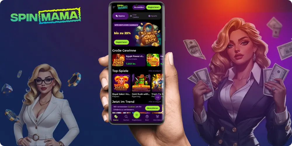 Mobiler Zugriff bei Spinmama casino login Schweiz